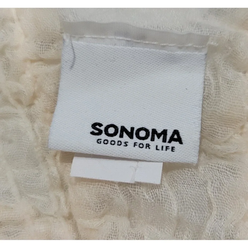 Sonoma Goods For Life Cream Pom Pom Textured Kimono Wrap Cover Up One Size
